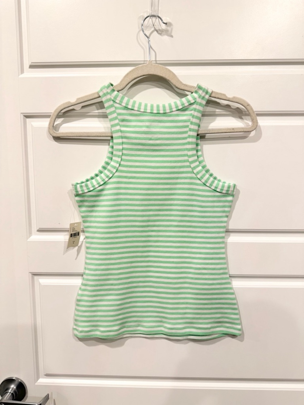 NWT Anthropologie Maeve Krista Stripe Tank Top Mint Green White XS Fitted Cotton - Picture 4 of 8